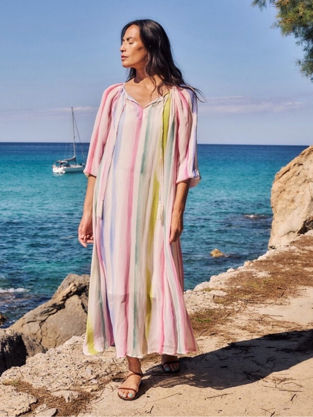 East Pastel Striped Maxi Dress